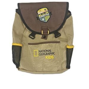 National Geographic Kids Wildlife Expedition Backpack Tan Brown Yellow NWOT